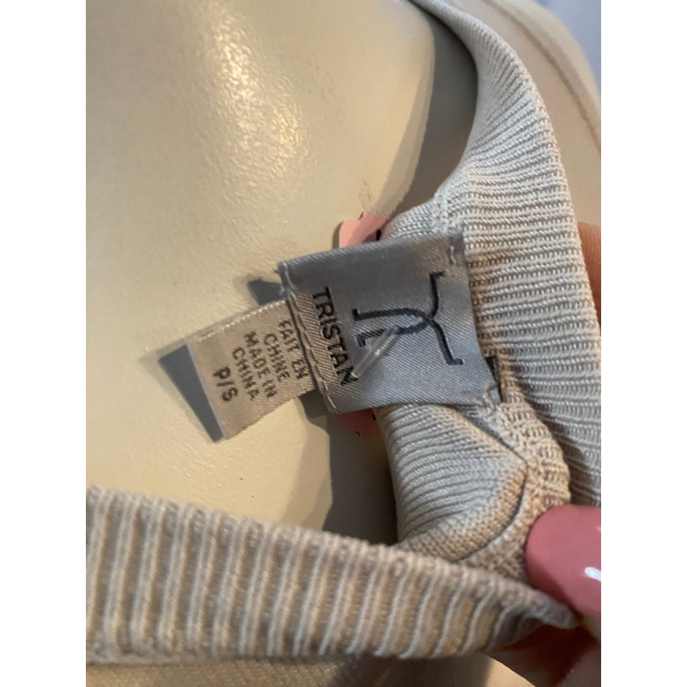 Women's TRISTAN Beige Ribbed Tank Top Petite Small SP - Picture 6 of 8